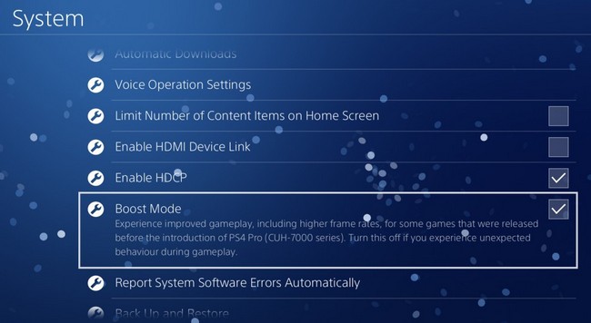 Консоль PS4 Pro получит режим Boost Mode