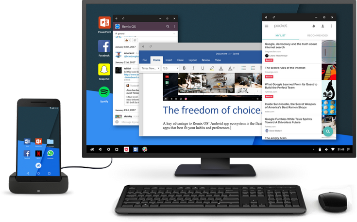 Remix OS for Mobile позволит превратить смартфон в ПК