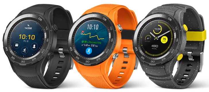 Изображения Huawei Watch 2 демонстрируют спортивные умные часы со слотом для карты Nano-SIM