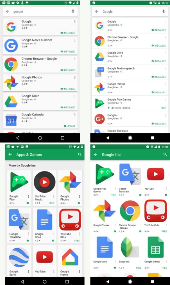 Внешний вид Google Play существенно изменен