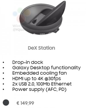 Док-станция Samsung DeX Station для Samsung Galaxy S8 оснащена системой активного охлаждения