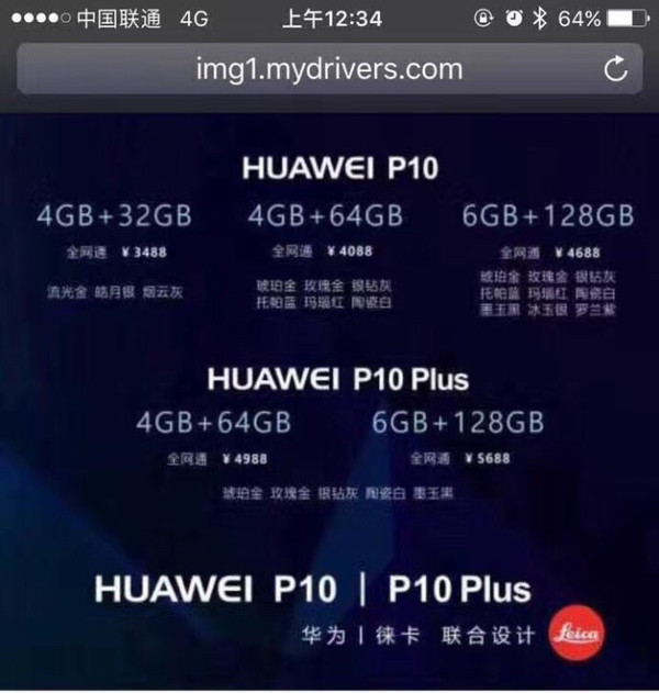 Подтверждены цены смартфонов Huawei P10 и P10 Plus
