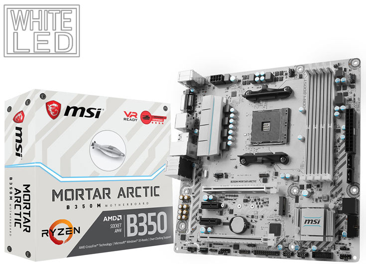 В оформлении системных плат MSI B350 Tomahawk Arctic и B350M Mortar Arctic преобладает белый цвет - 3