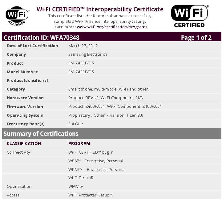 Смартфон Samsung Z4 будет поддерживать две карточки SIM