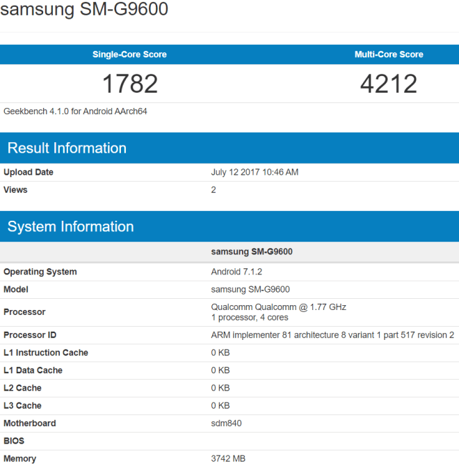 Смартфон Samsung SM-G9600, оснащенный SoC Snapdragon 840, может оказаться младшей версией Galaxy S8