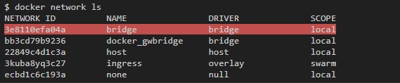 docker network ls