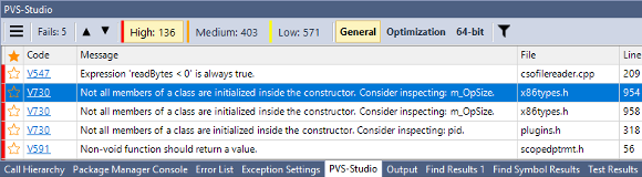 Рисунок 3 - PVS-Studio Output Window