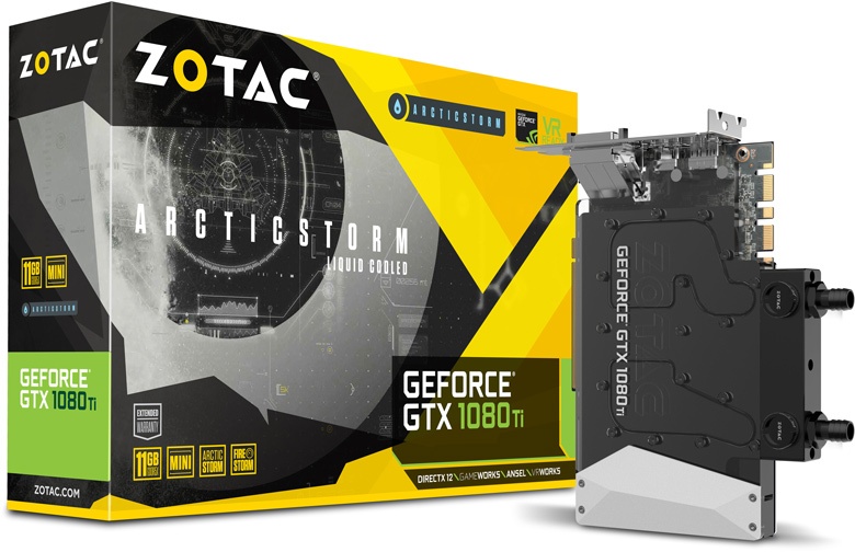 3D-карта Zotac GeForce GTX 1080 Ti ArcticStorm Mini оснащена водоблоком