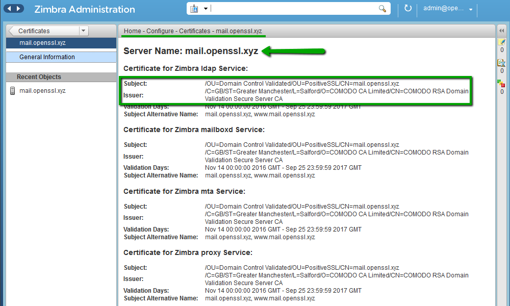 Установка SSL-сертификата на Zimbra - 11