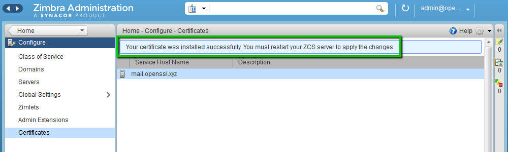 Установка SSL-сертификата на Zimbra - 9