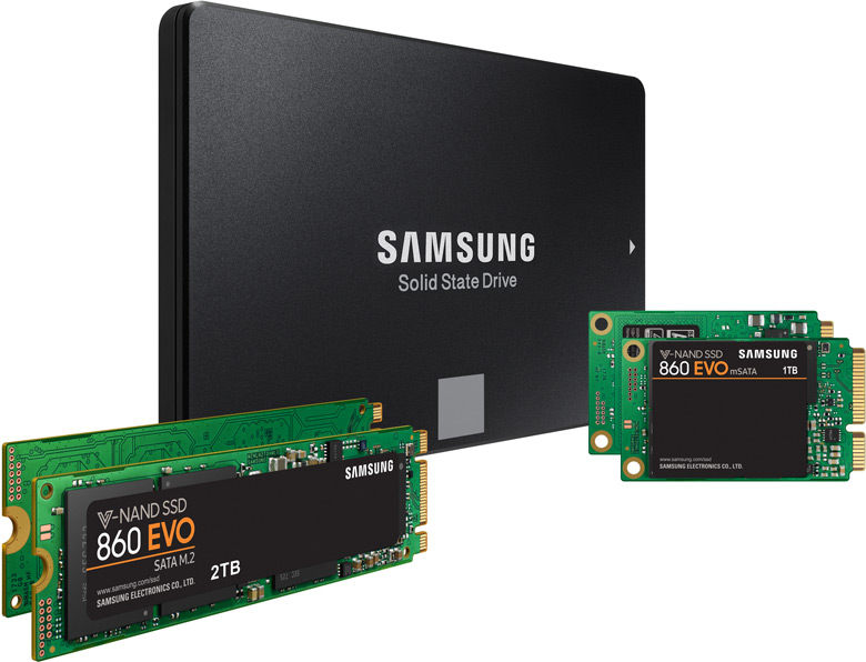 В накопителях Samsung 860 Pro и 860 Evo используется флэш-память с объемной компоновкой V-NAND