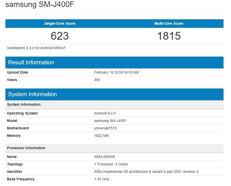 Samsung Galaxy J4 получит очень бюджетную платформу
