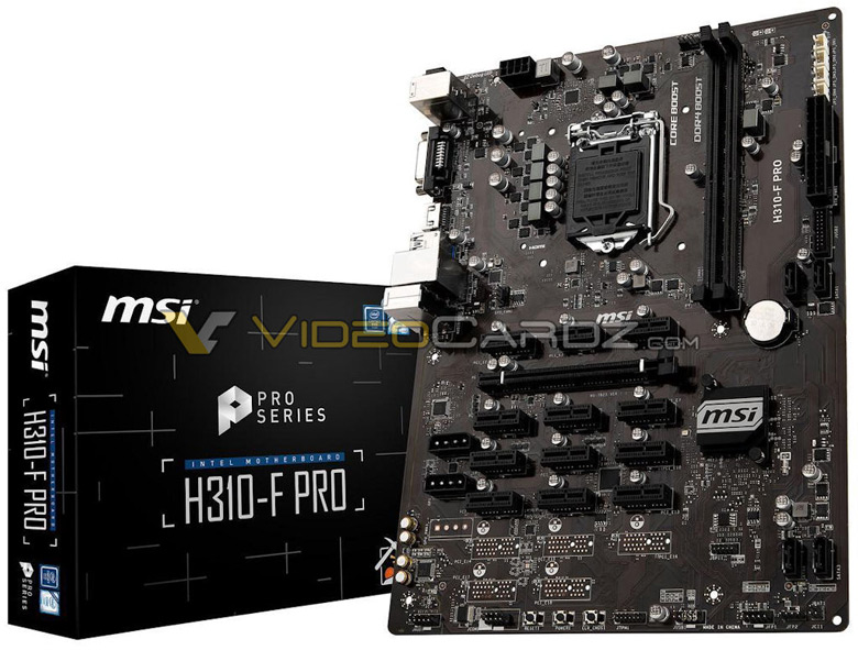 На плате MSI H310-F Pro есть 13 слотов PCIe x1