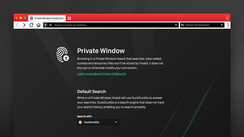 Браузер Vivaldi в приватном режиме использует по умолчанию поисковую систему DuckDuckGo - 1