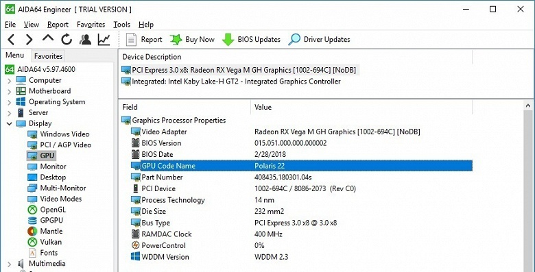 В процессорах Intel Kaby Lake G, возможно, используются GPU Polaris, а вовсе не Vega - 2