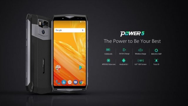 Защищенный смартфон Ulefone Power 5 с аккумулятором емкостью 13 000 мА•ч поддерживает 10-ваттную беспроводную зарядку