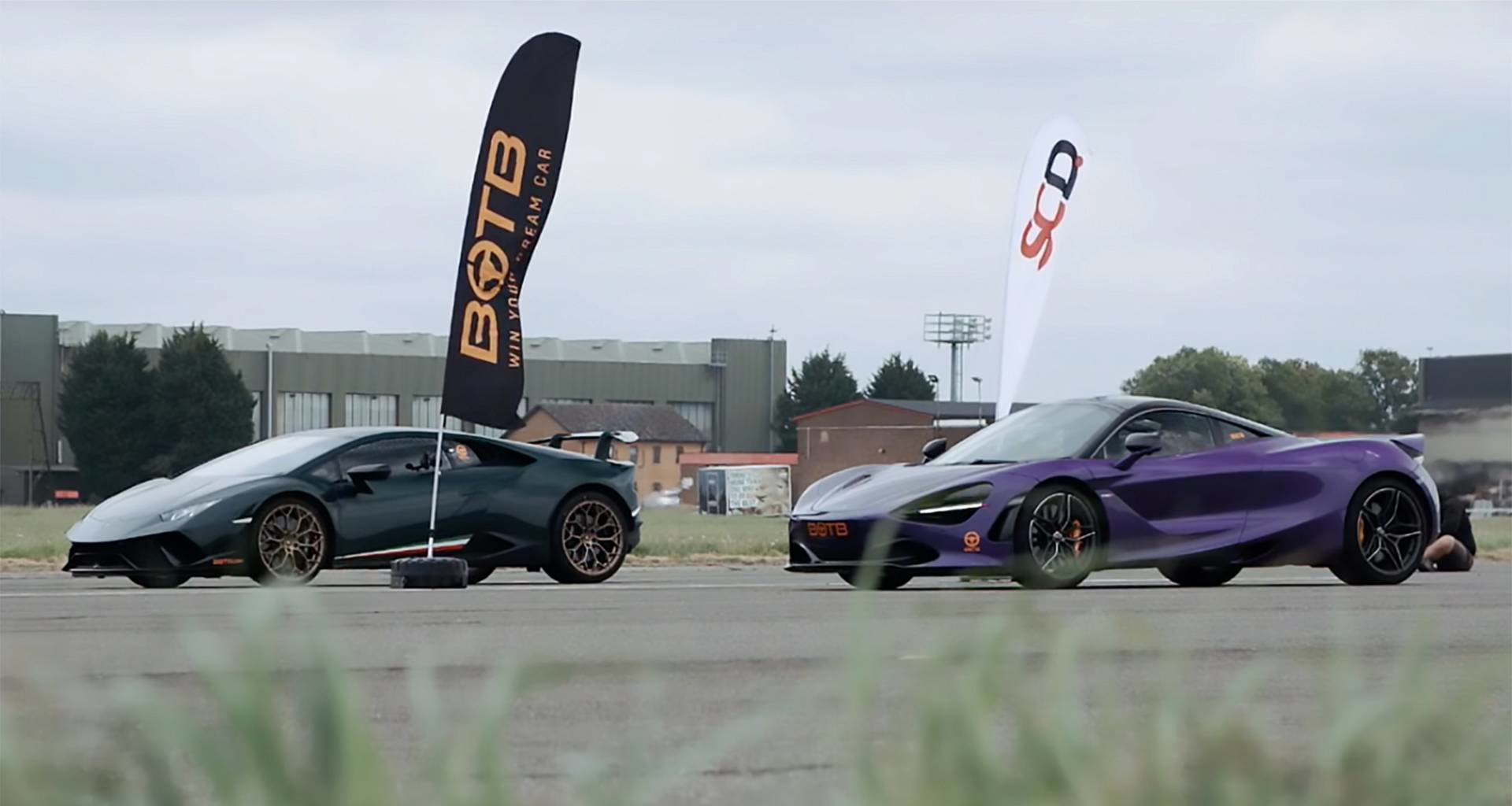 630-сильный Lamborghini Huracan против 710-сильного McLaren 720S: дрэг-гонка