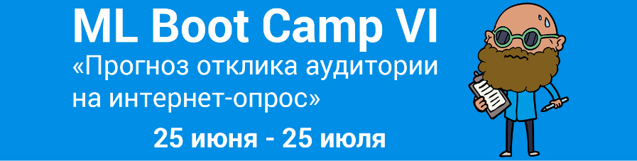 Новый чемпионат ML Boot Camp VI. Прогноз отклика аудитории на интернет-опрос - 1