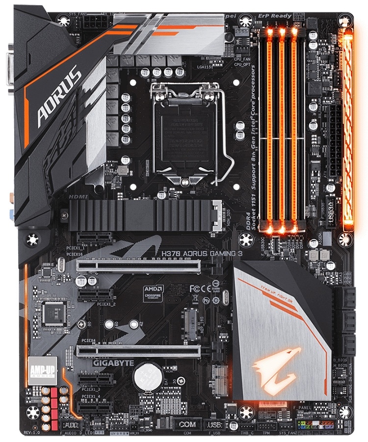 Gigabyte выпустила яркую плату H370 Aorus Gaming 3