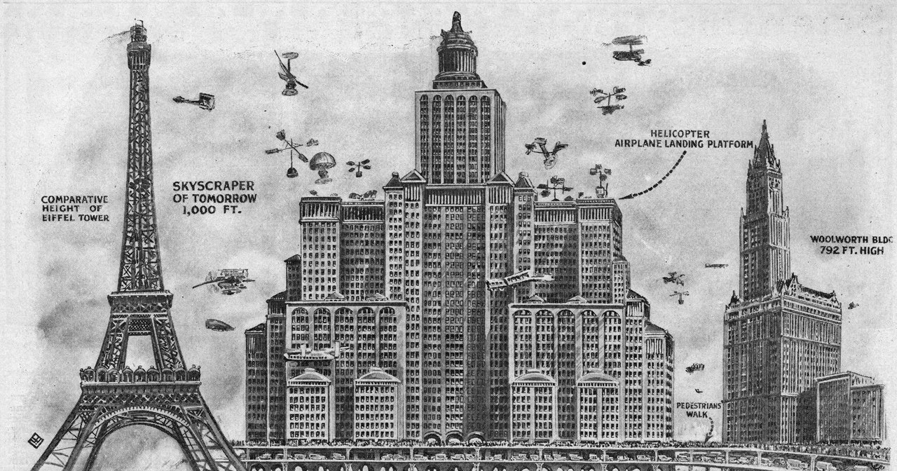 Как выглядел «небоскреб будущего» сто лет назад: колоссальный проект