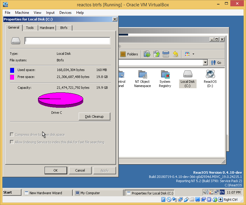 ReactOS теперь запускается с BTRFS раздела - 4