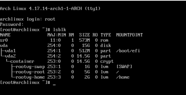 Установка Archlinux c полным шифрованием системы и LVM на LUKS - 7