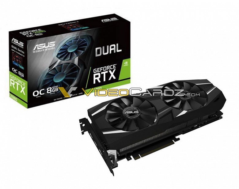 3D-карта Asus GeForce RTX 2080 Dual обходится двумя вентиляторами, а Asus GeForce RTX 2080 Turbo — одним