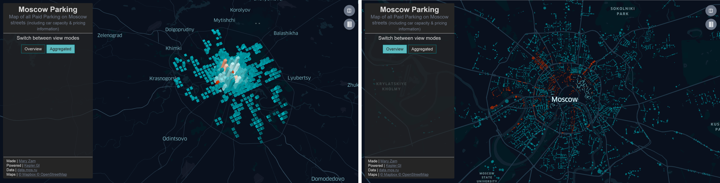 Демо приложение о платных парковках Москвы