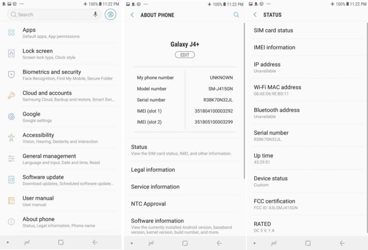 Смартфон Samsung Galaxy J4+ сможет узнавать пользователей по лицу