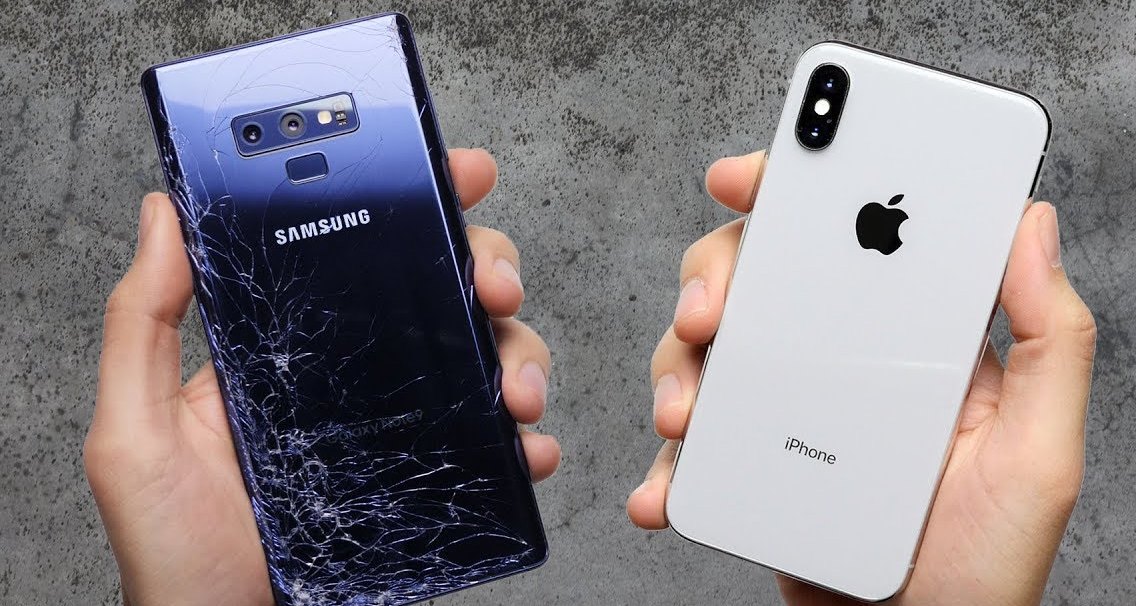 Samsung Galaxy Note9 против iPhone X: дроп-тест