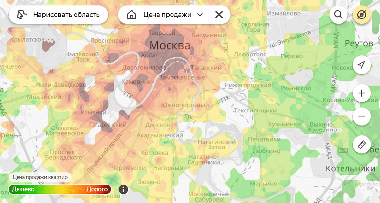«Яндекс» представил тепловые карты цен на жилье