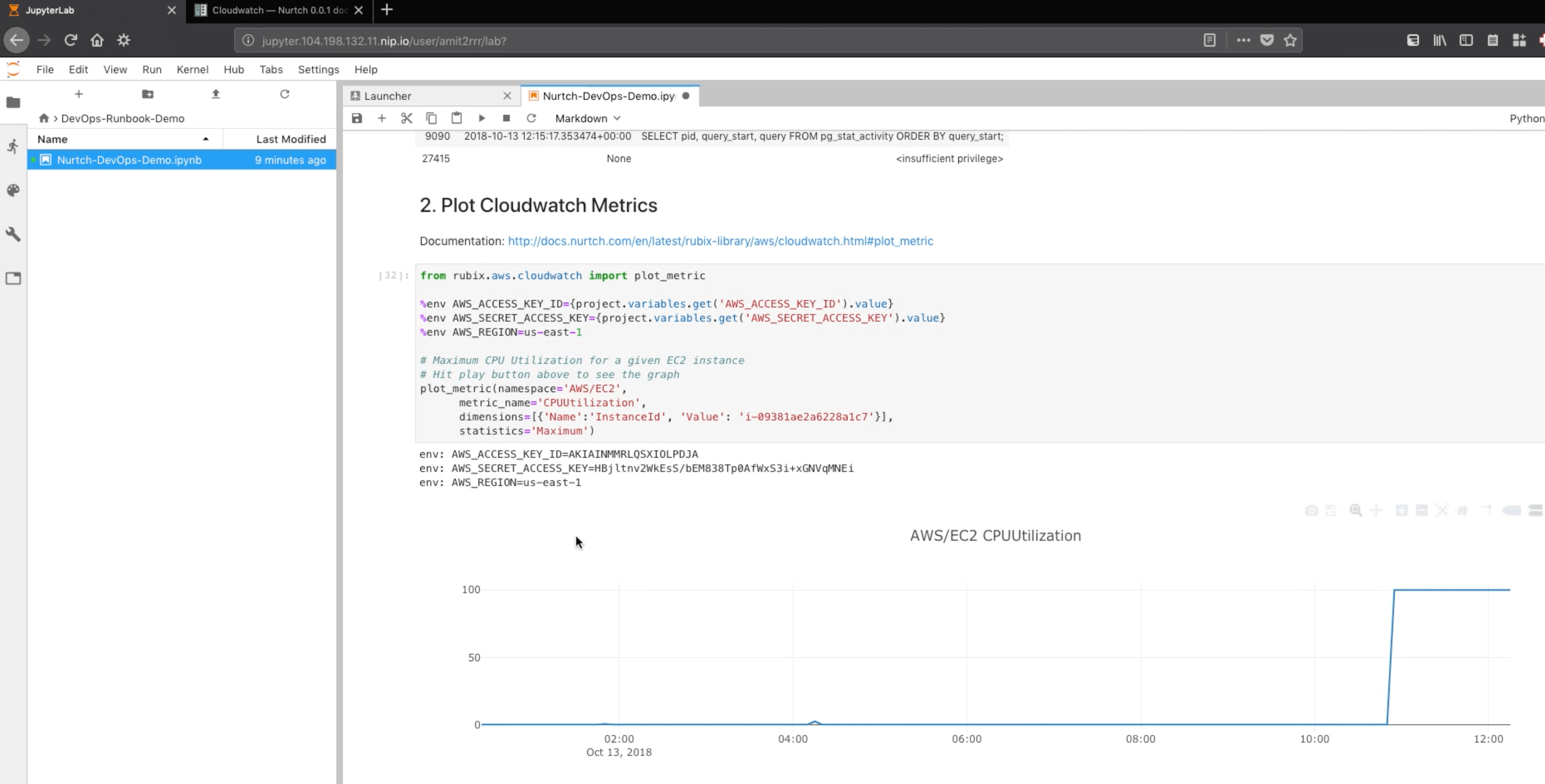 Interactive runbooks with Nurtch and JupyterHub