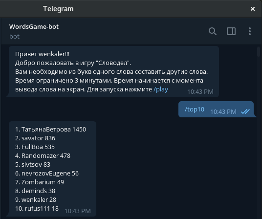Вырываемся в top10. Бот для игры в телеграме - 1