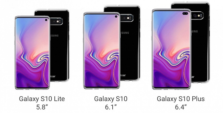 Вся серия смартфонов Samsung Galaxy S10 показана производителем чехлов