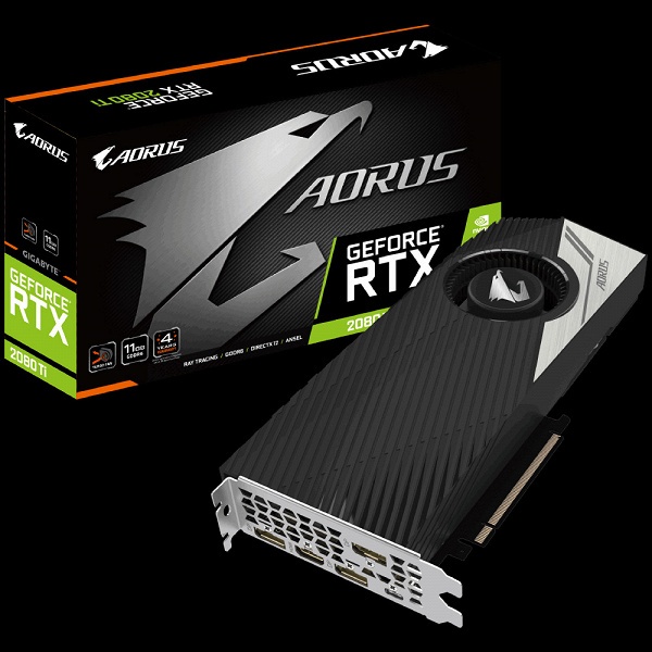 Видеокарта Gigabyte Aorus Turbo RTX 2080 Ti оснащена кулером турбинного типа