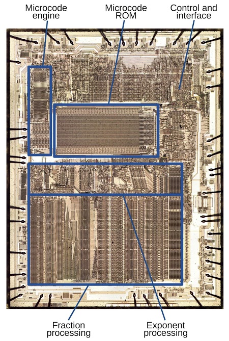 Два бита на транзистор: ПЗУ высокой плотности в микросхеме с плавающей запятой Intel 8087 - 2
