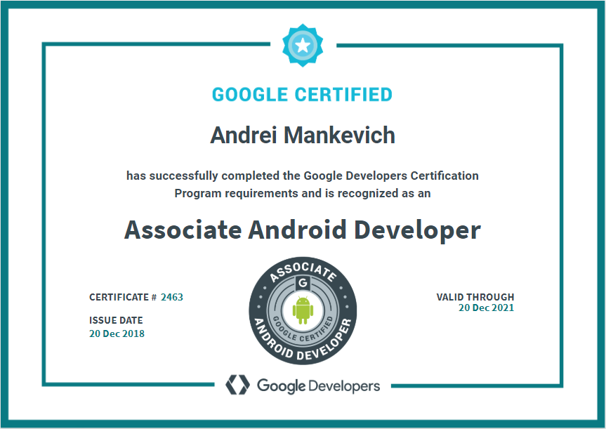 Получаем сертификат Google Associate Android Developer - 6