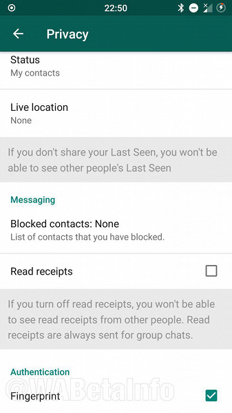 В WhatsApp можно будет включить возможность просмотра сообщений по отпечатку пальца