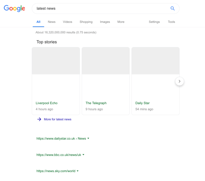 Пустота: Google показала, как будет выглядеть страница поисковой выдачи в случае принятия «Директивы о копирайте» 