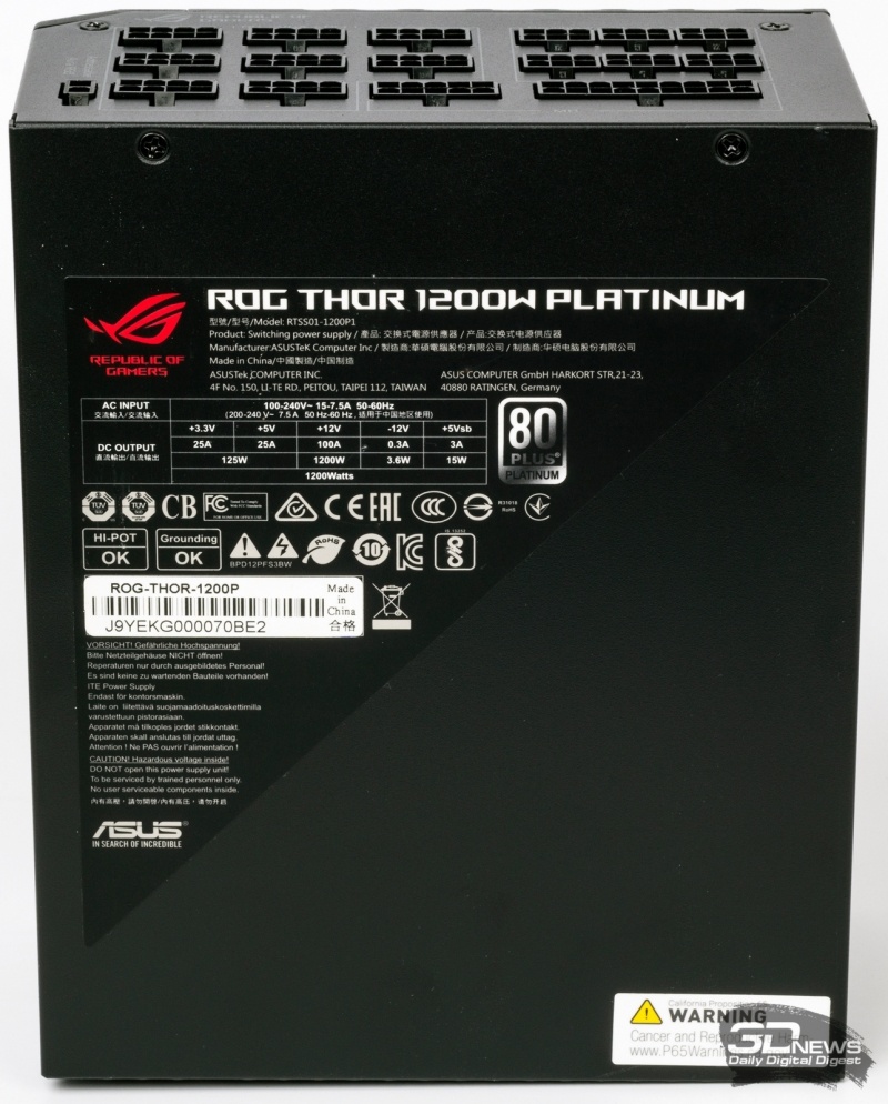 Новая статья: Обзор блока питания ASUS ROG Thor 1200W Platinum: стильный идеал