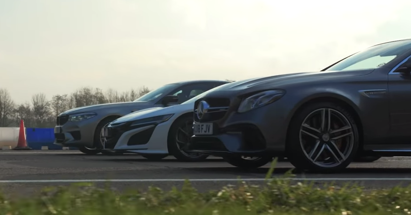 Honda NSX против BMW M5 Competition и Mercedes-AMG E 63 S: дрэг-гонка