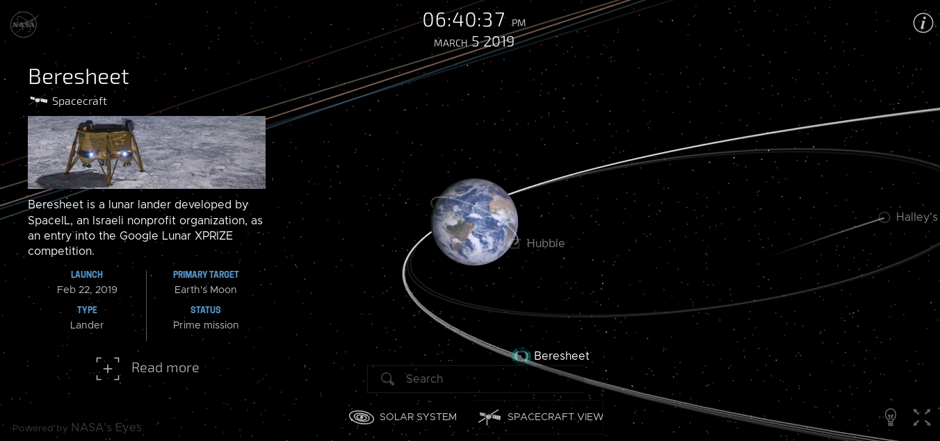 Лунная миссия «Берешит» — 4 апреля 2019 совершен переход на лунную орбиту, впереди 7 дней полета, 6 маневров и 1 посадка - 145