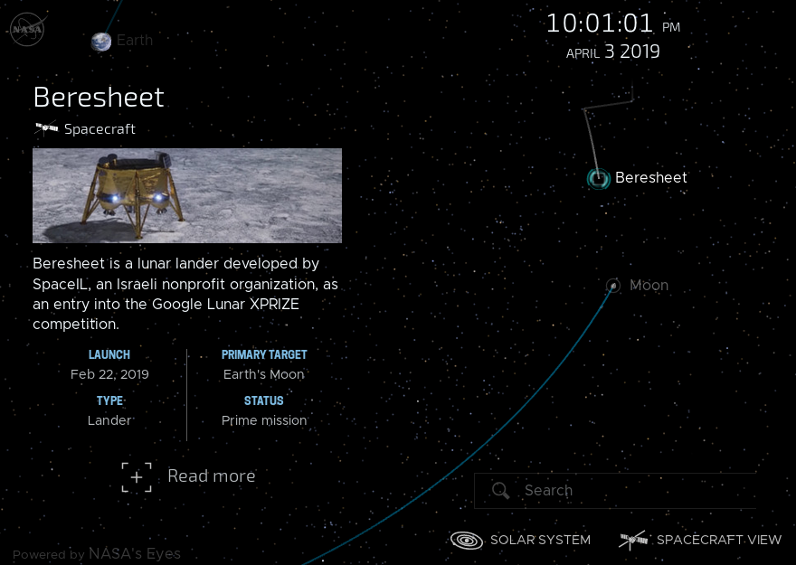 Лунная миссия «Берешит» — 4 апреля 2019 совершен переход на лунную орбиту, впереди 7 дней полета, 6 маневров и 1 посадка - 87
