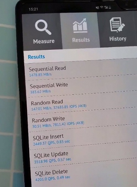 1478 и 373 МБ/с. Реальная скорость последовательного чтения и записи Samsung Galaxy Fold