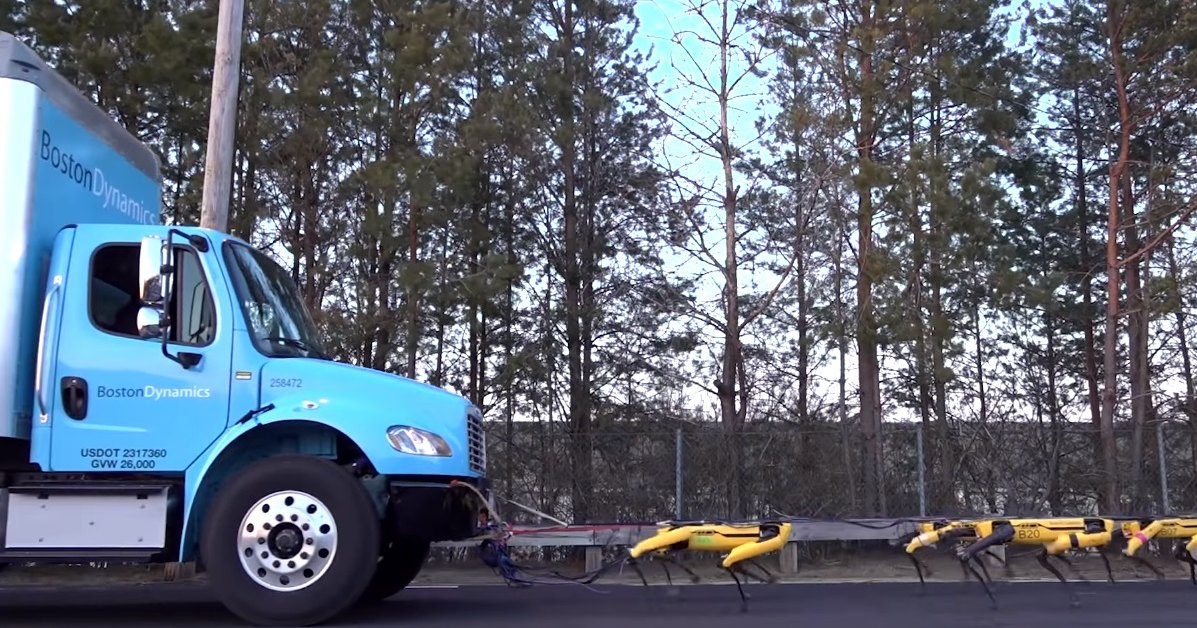 Роботы Boston Dynamics тянут грузовик: уморительный ролик