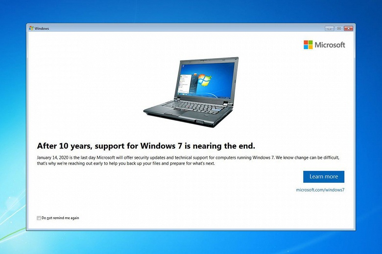 Время пришло. Microsoft начала извещать пользователей о скорой смерти Windows 7