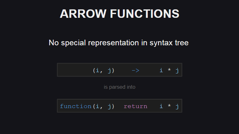 У стрелочных функций нет специального представления в синтаксическом дереве