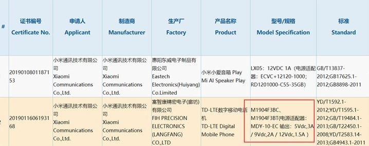Xiaomi CC9e уже сертифицирован, смартфон предложит 48-мегапиксельную камеру и SoC Snapdragon 710 при цене $230