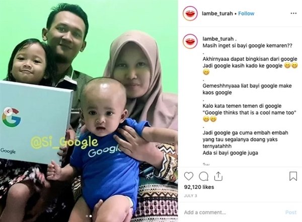 Индонезийская семья назвала ребенка Google